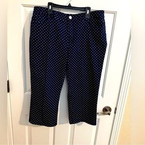 Navy Polka Dot Cropped Pants